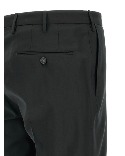 Incotex Black Pleat-Detail Tailored Trousers for men