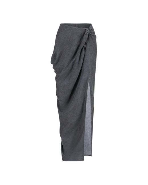 Oude Waag Gray Asymmetric Knotted Maxi Skirt
