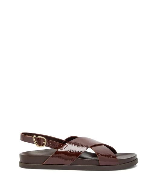 Ancient Greek Sandals Brown Sandales Ikesia À Brides Croisées