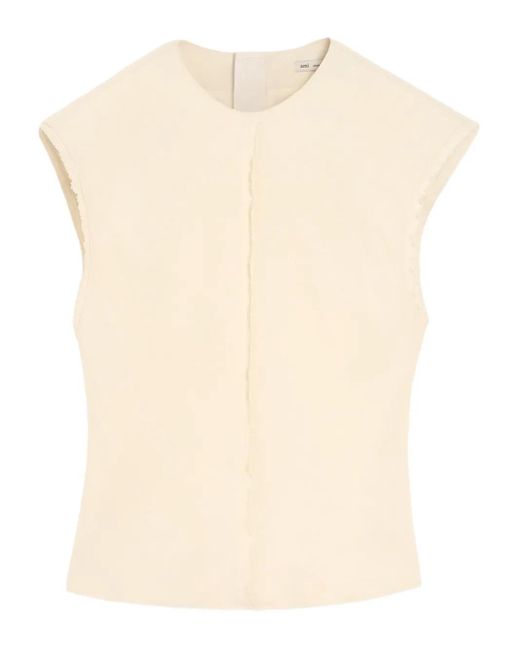 AMI Natural Raw-Edge Sleeveless Top