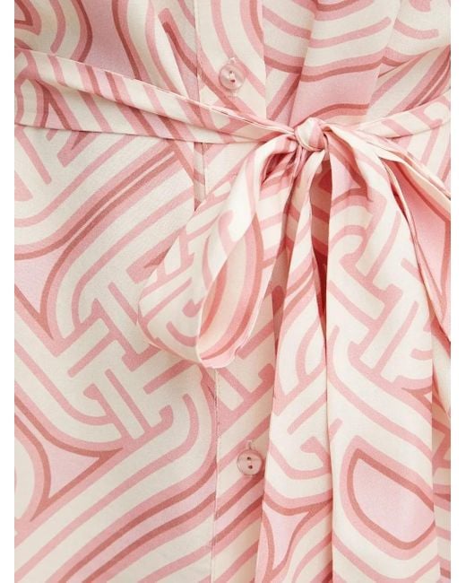 Silvian Heach Natural Abstract-Print Belted Shirt