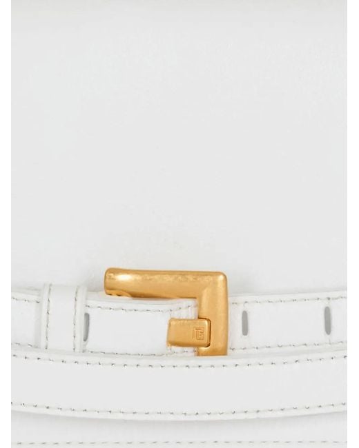 Balmain White Shuffle Calfskin Wallet With Chain