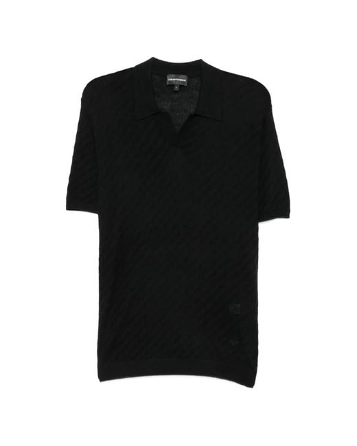 Emporio Armani Black Geometric-Pattern T-Shirt for men