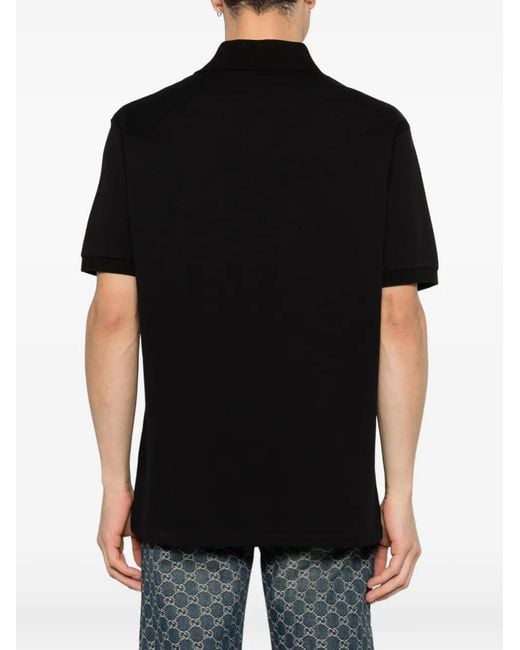 Gucci Black Embroidered Polo Shirt for men