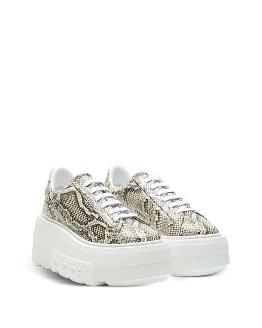 Casadei White Nexus Basilisco Python-Print Sneakers
