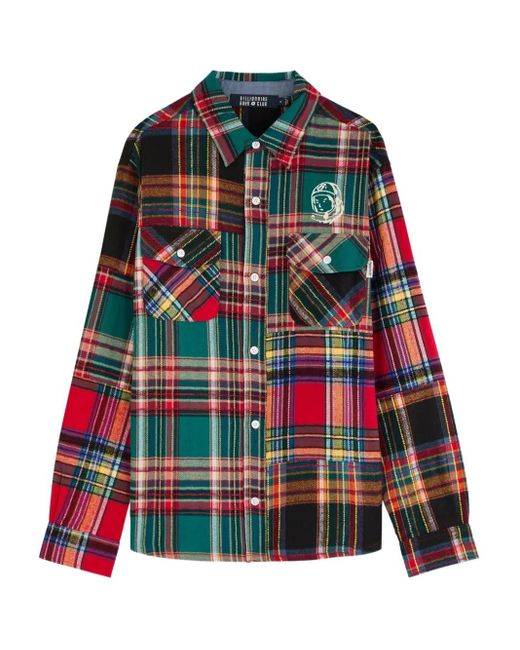 BBCICECREAM Red Script Flannel Patchwork Plaid Shirt for men