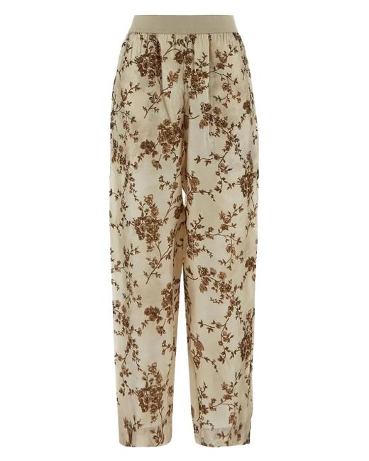 Uma Wang Natural Floral-Print Trousers