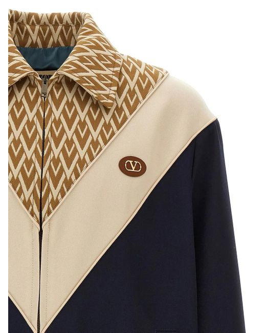 Valentino Garavani Blue Tout La V Print Wool Sport Jacket for men