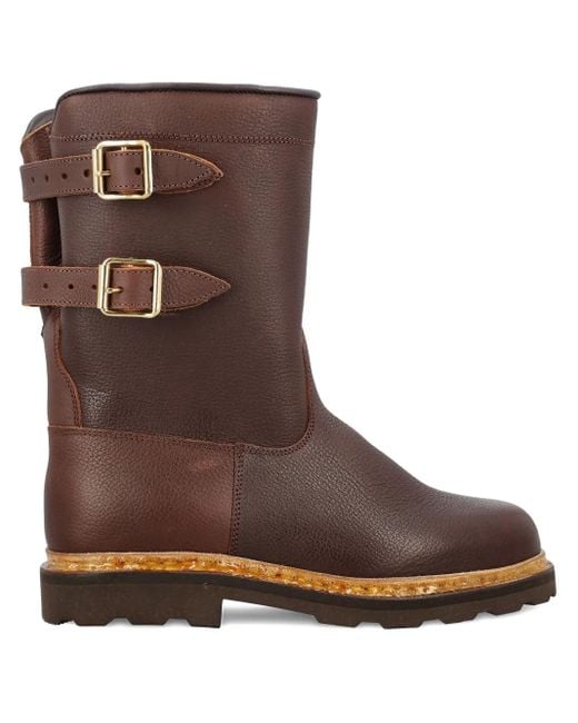 Paraboot Brown Sanglier Double-Buckle Leather Boots for men