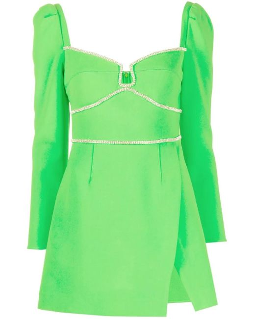 Self-Portrait Green Minikleid Mit Strass