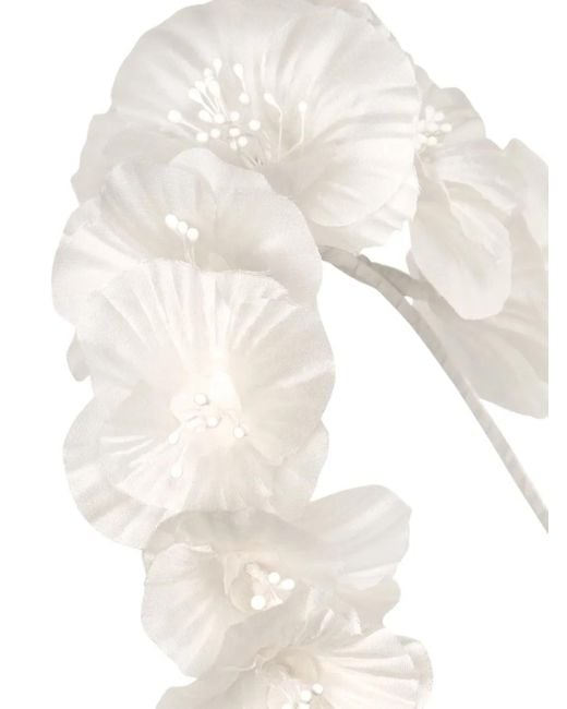 Jennifer Behr White Floral-Motif Headband