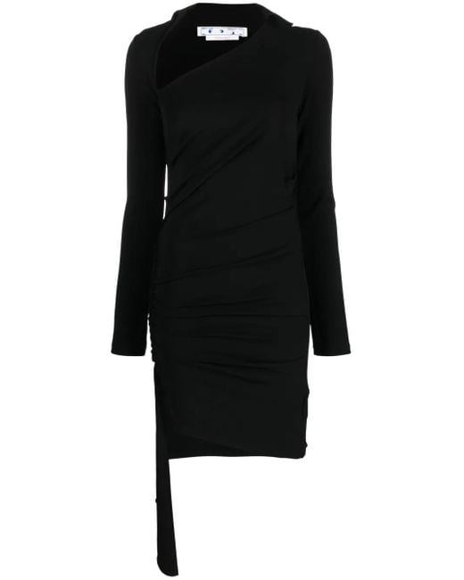 Off-White c/o Virgil Abloh Black Asymmetric Ruched Minidress