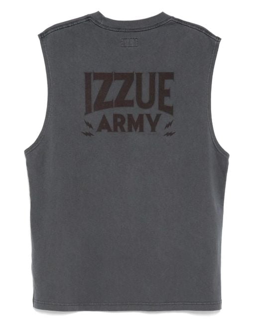 Izzue Gray Logo-Embroidered T-Shirt for men