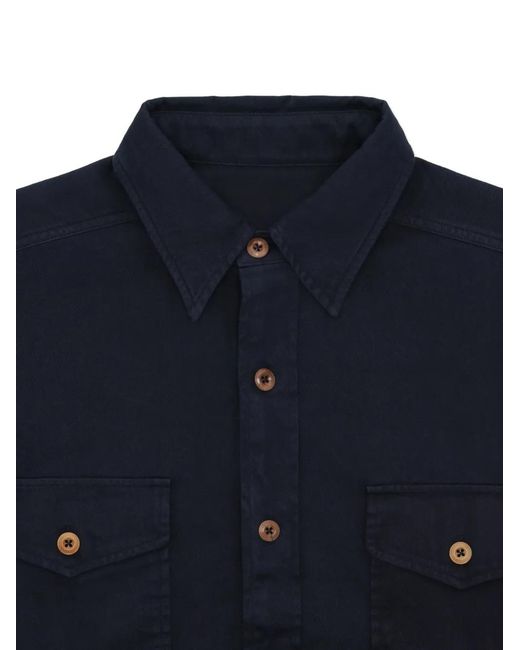 Fortela Blue Cpo Buttoned Pockets Overshirt for men