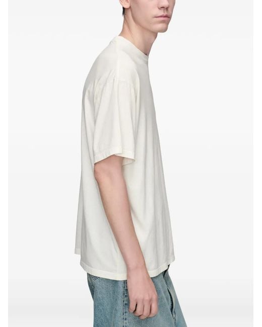 Maison Margiela White Floral Mm-Embroidered Cotton T-Shirt for men