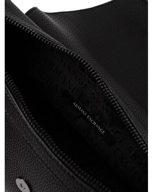 ARMANI EXCHANGE Black Pebbled Foldover Belt Bag for men