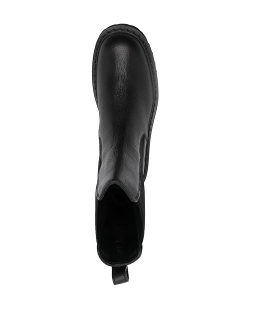 Ferragamo Black Double Gancini Leather Chelsea Boots