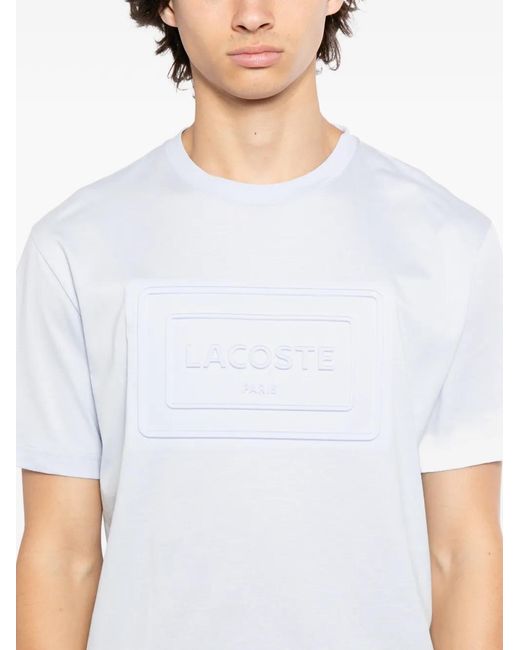Lacoste White Logo-Embroidered T-Shirt