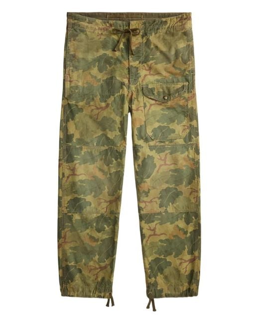 RRL Green Camouflage-Print Loose-Fit Jeans for men