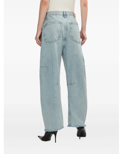 Rag & Bone Blue Charlie Panelled Frayed Jeans