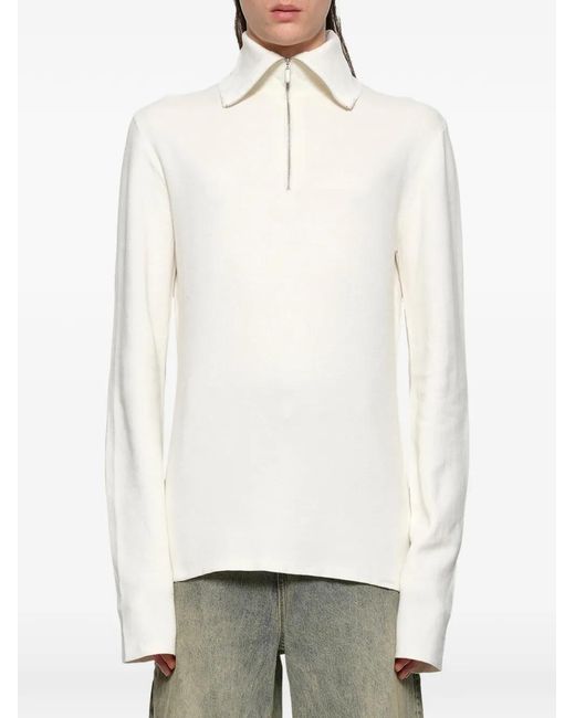 Entire studios White Zip-Up Turtle-Neck Sweater for men