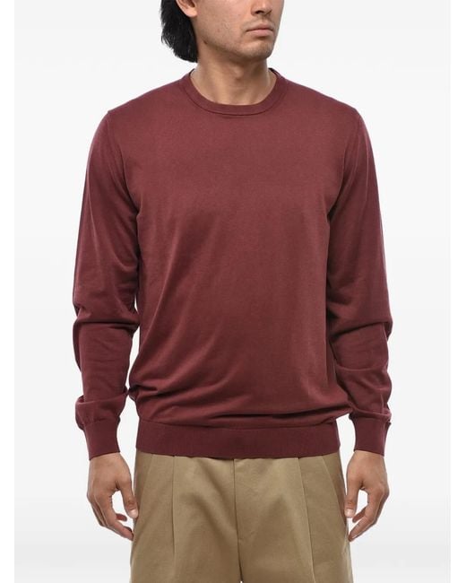 Corneliani Red Crew-Neck Cotton Sweater for men