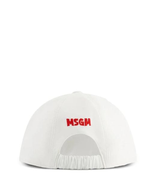 MSGM White Casquette À Logo Brodé