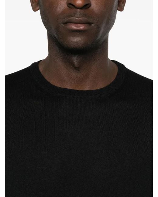 GIUUNO Black Crew-Neck Panelled Sweater for men