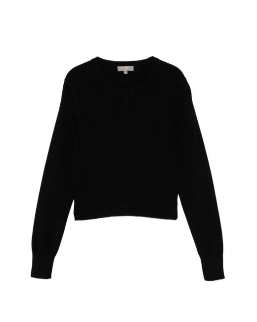 N.Peal Cashmere Black Covered Button Cashmere Cardigan