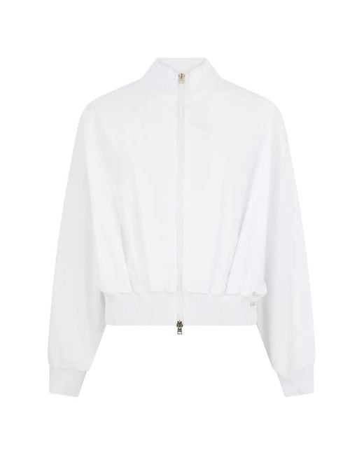 Herno White Zip-Up Cropped Sweatshirt