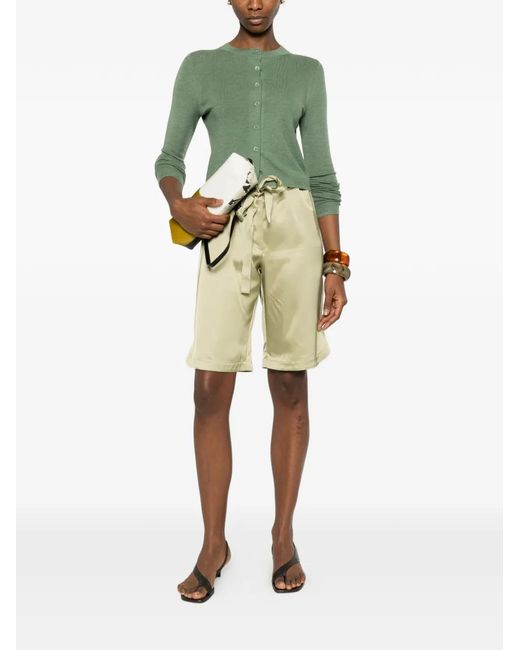 Bompard Green Cardigan Crop À Boutonnière Devant