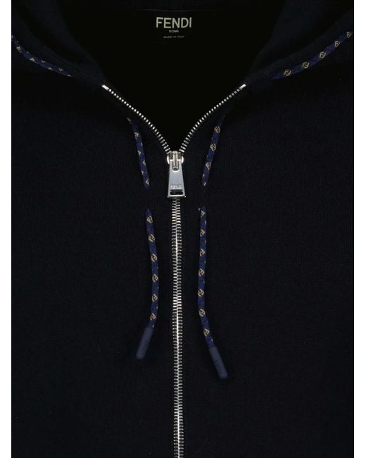 Fendi Blue Zip Hoodie for men