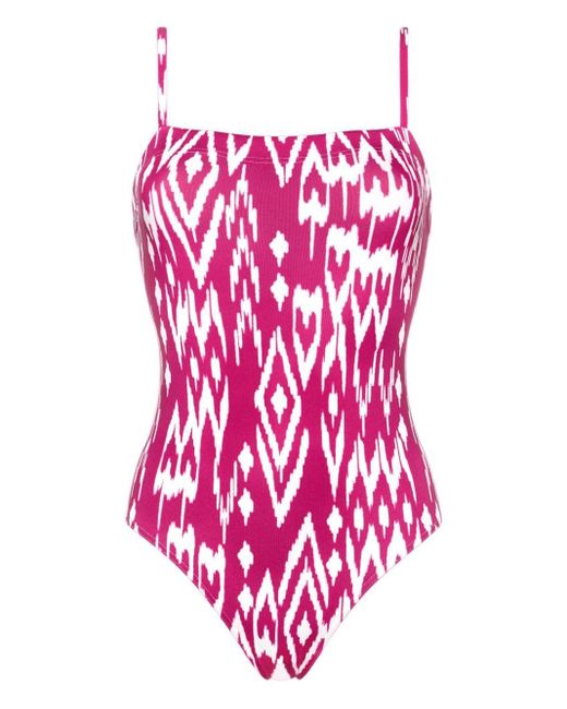Eres Pink Cloud Geometric-print Swimsuit