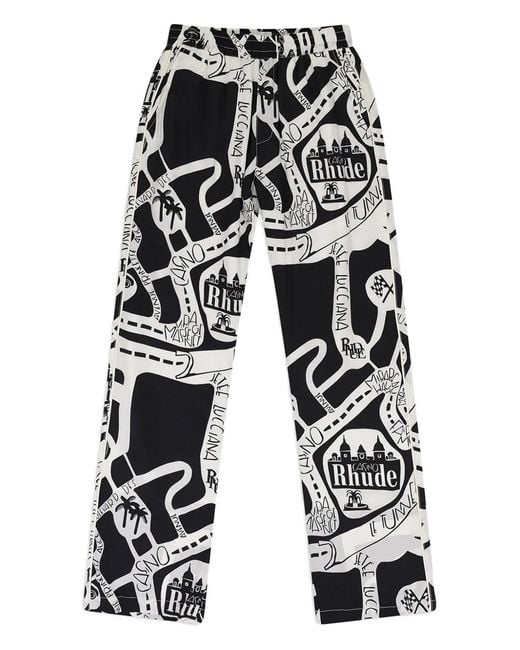 Rhude White Strada Silk Track Pants for men