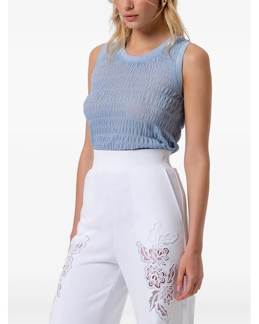 Fracomina White Embroidered Flared Trousers