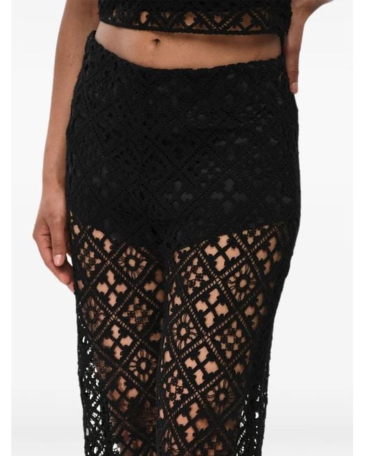 Off-White c/o Virgil Abloh Black Crochet-Knit Palazzo Trousers