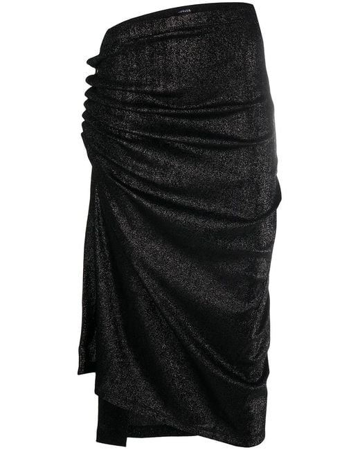 Rabanne Black Metallic Threaded Asymmetric Skirt