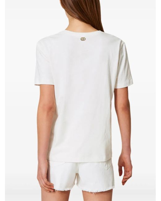 Twinset White Cotton T-Shirt