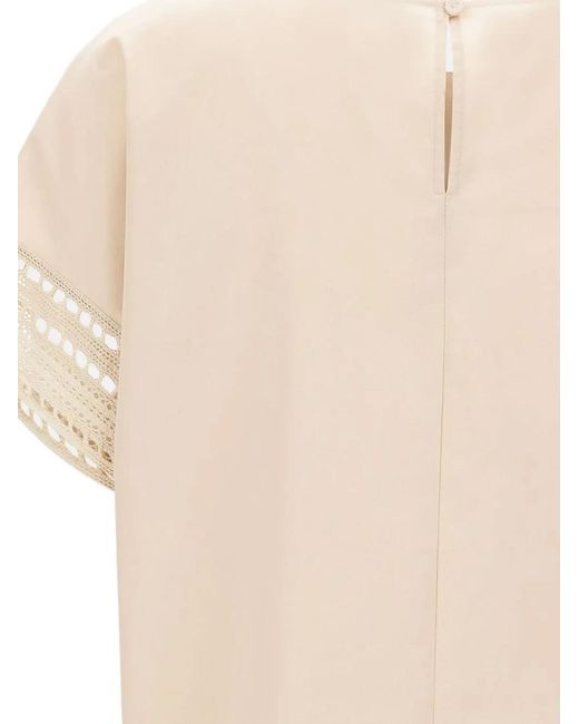 Elena Miro Natural Openwork Embroidered Blouse