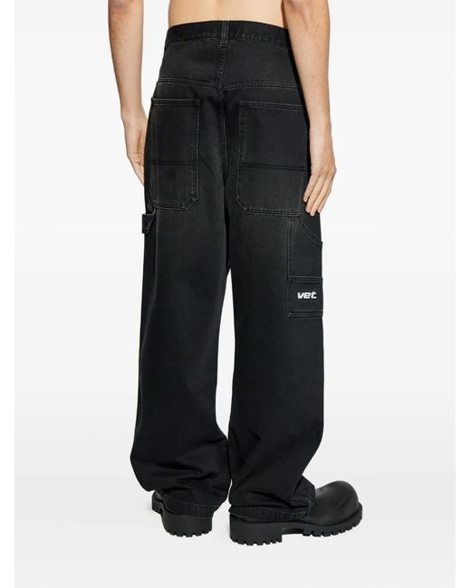Vetements Black Logo-Patch Cargo Jeans for men