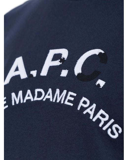 A.P.C. Blue Logo-Embroidered T-Shirt