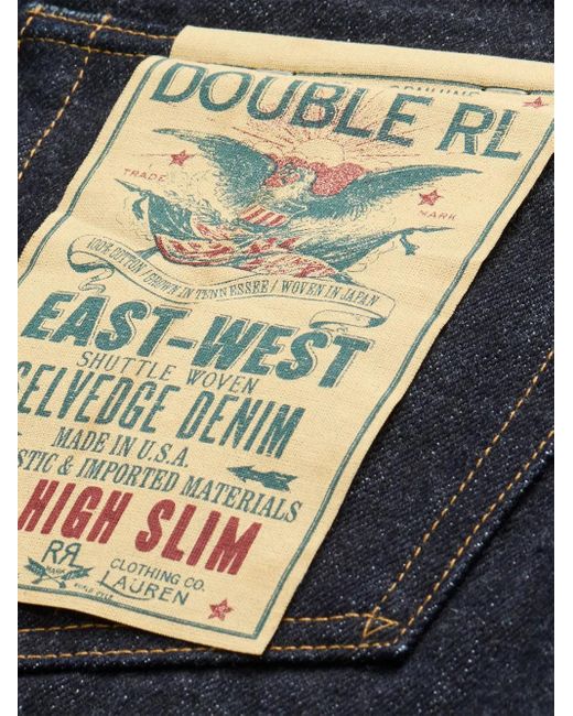 RRL Blue Logo-Patch Slim-Fit Jeans for men