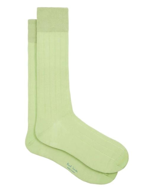 Paul Smith Green Ribbed Cotton Socks for men