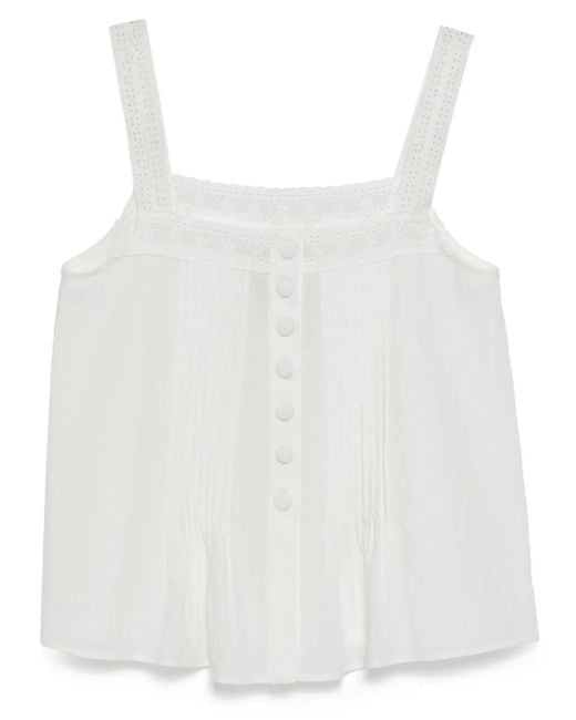 Bambah White Ritchel Lace Trim Cami Vest
