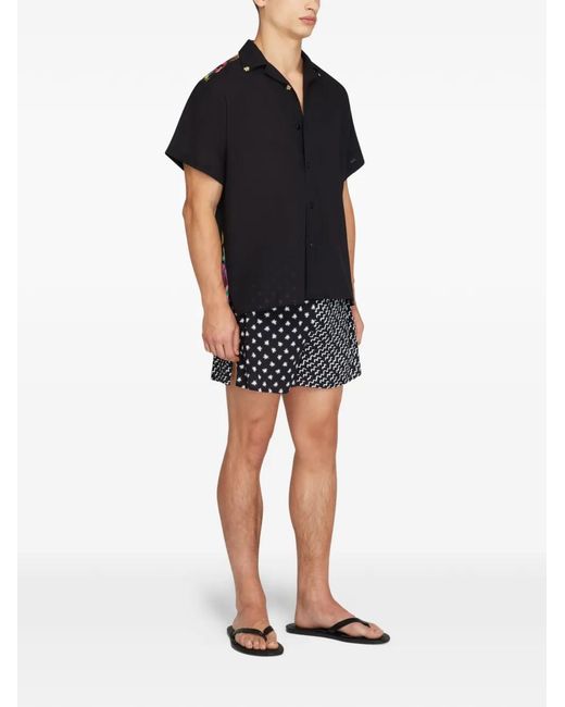 Donde Esteban Black Collar-Embellished Printed Shirt