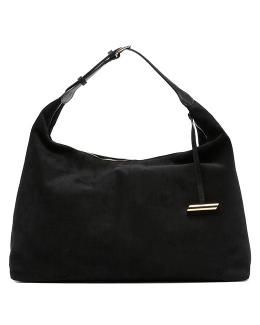 Liffner Black Suede Bucket Bag