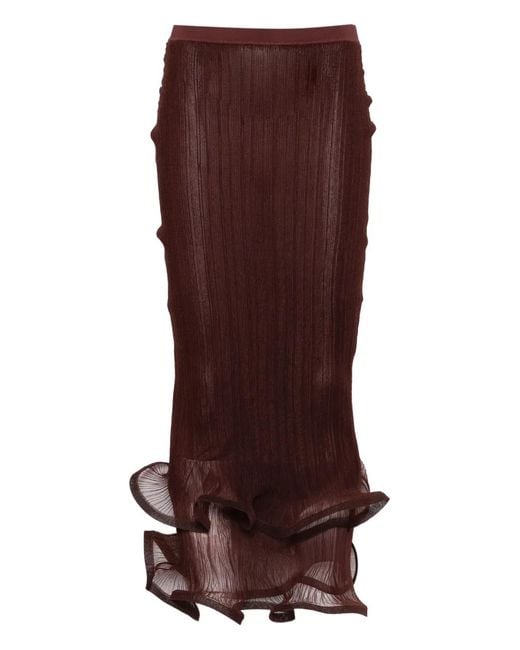 Jonathan Simkhai Brown Ruffled Midi Skirt