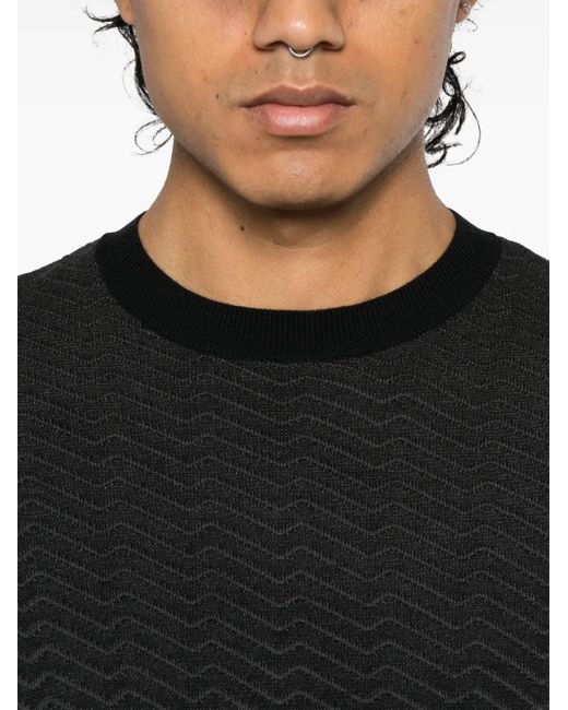 Emporio Armani Black Wool Blend Crewneck Sweater for men
