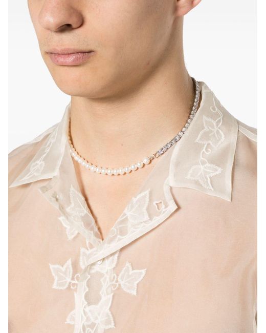 Camicia semi trasparente Ivy con ricamo di Bode in White da Uomo