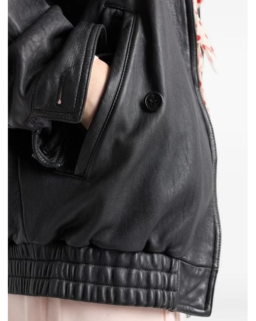 Prada Leren Bomberjack in het Black
